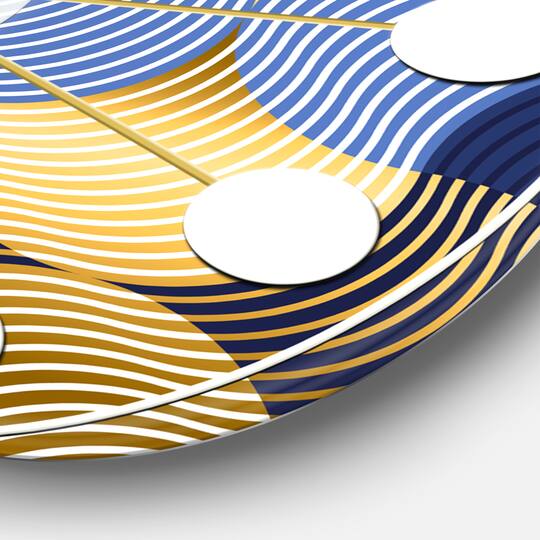 Designart 'Retro Luxury Waves In Gold And Blue Ii Mid-Century Modern Wall Clock